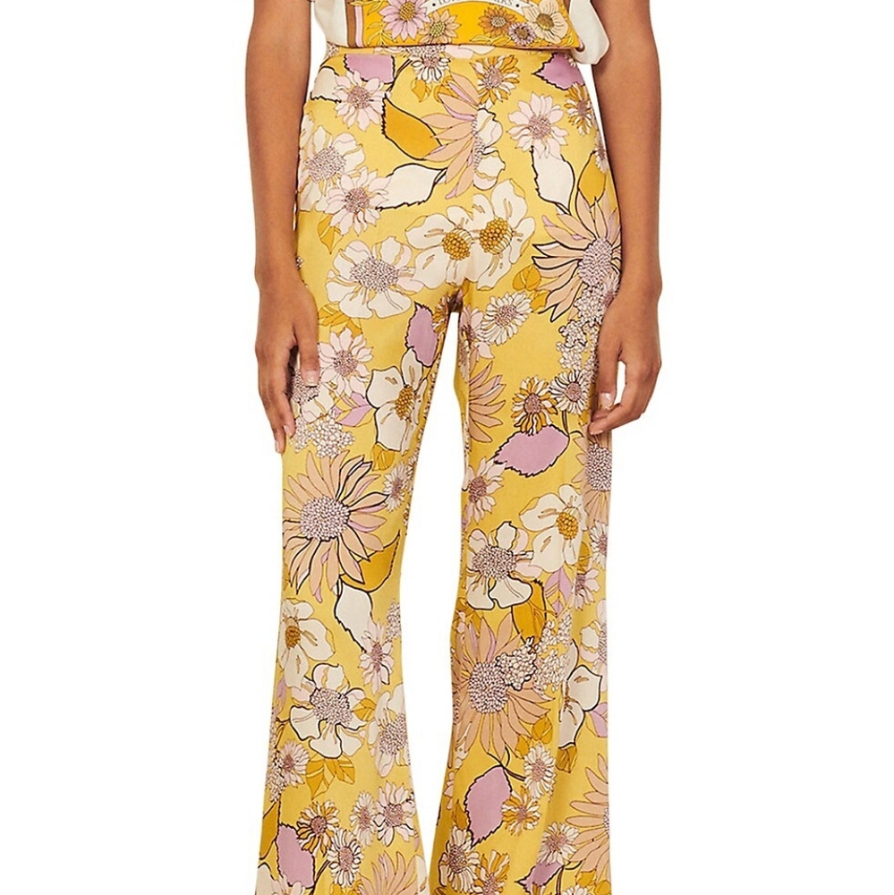 🌼 NWT Sandro Paris floral print wide-leg trousers